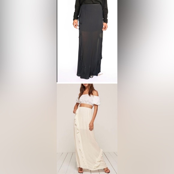 REFORMATION  BLACK Della  Maxi Skirt ( stretch waist ) - Picture 12 of 12